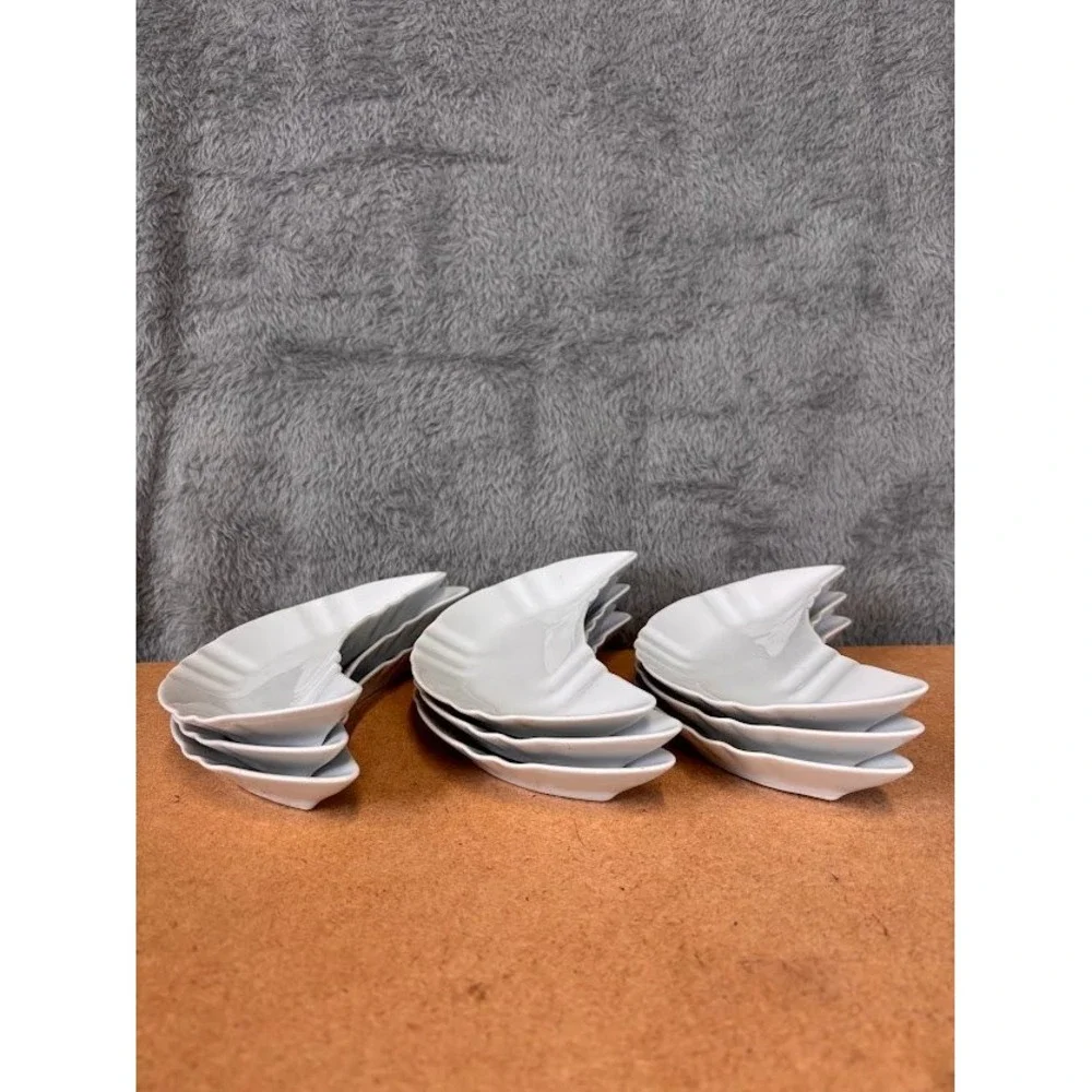 9 Maryland China Japan Frohberg White Crescent Bone Dishes Scalloped Edge Set